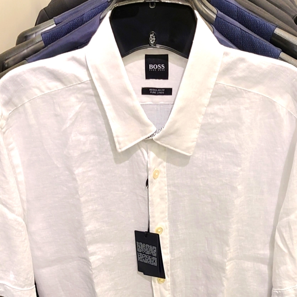 NWT Boss Hugo Boss White Regular Fit Pure Linen Size Large